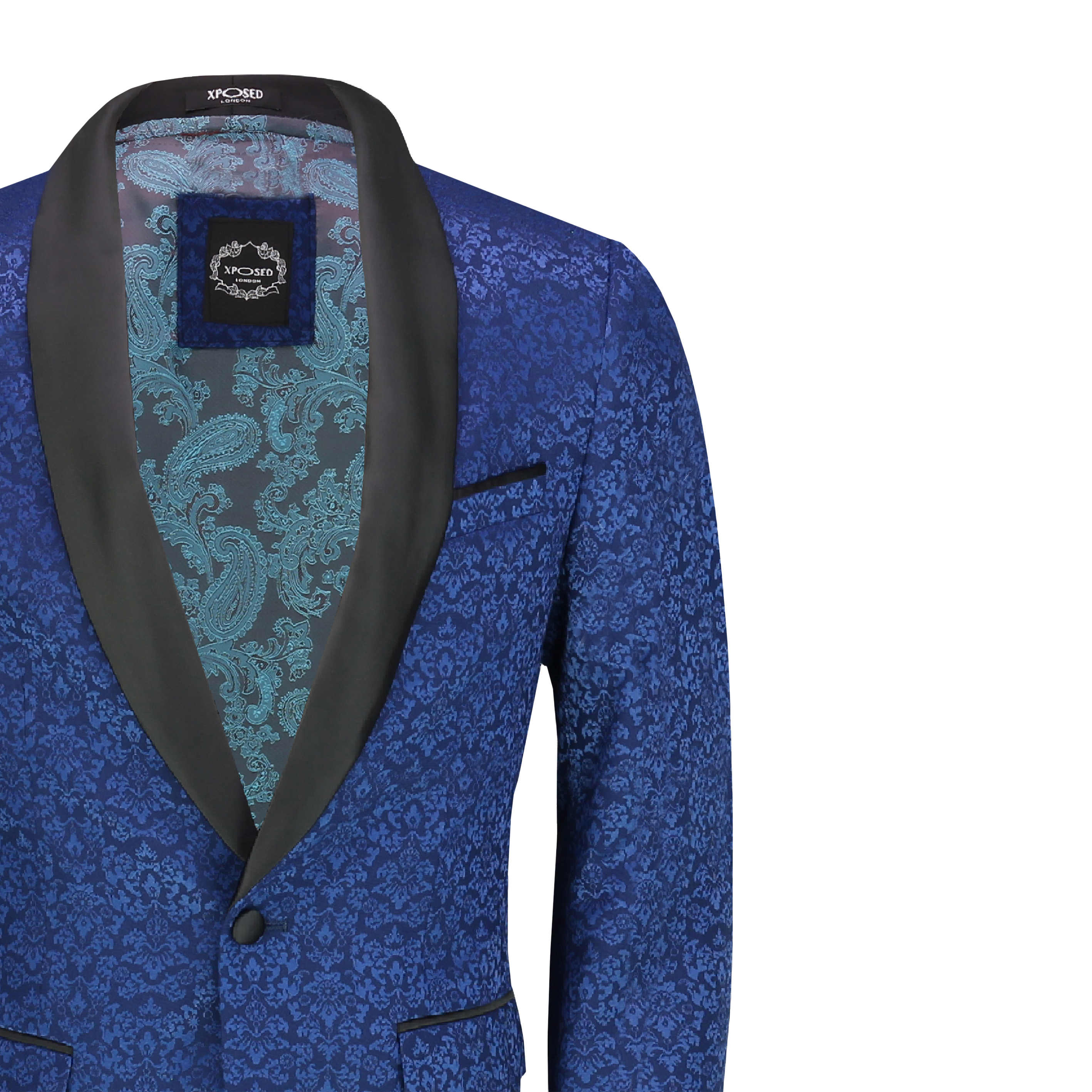 Mens Classic Jacquard Tuxedo Jacket Tailored Fit Paisley Blazer With ...